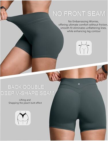 Sogetdo Biker Shorts Women Tummy Control High Waisted Double V Butt Lifting Workout Gym Yoga Compression Shorts in Kuwait