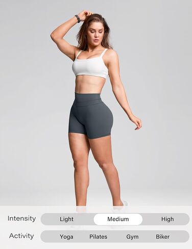 Sogetdo Biker Shorts Women Tummy Control High Waisted Double V Butt Lifting Workout Gym Yoga Compression Shorts in Kuwait