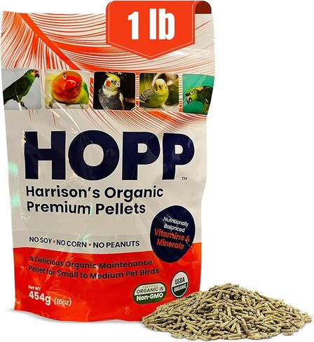 كريات Harrison's Bird Foods Hopp Premium-طعام عضوي ومتوازن غذائي للطيور الصغيرة إلى المتوسطة ، والضغوط الباردة ، والدهون المنخفضة ، والمطوّرة البيطرية ، 25 رطل in Kuwait