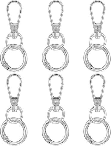 6Sets Keychain Hook Metal Swivel Snap Hooks Double Opening Key Chain Clip with Keychain Rings, Lobster Claw Clasp for Keychain Hardware Art Crafts Lanyard Making(Gold) in Saudi Arabia