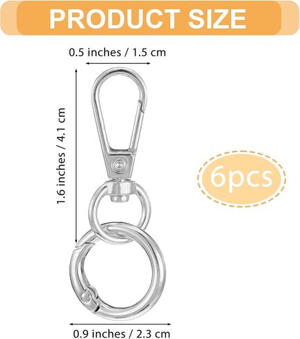 6Sets Keychain Hook Metal Swivel Snap Hooks Double Opening Key Chain Clip with Keychain Rings, Lobster Claw Clasp for Keychain Hardware Art Crafts Lanyard Making(Gold) in Saudi Arabia
