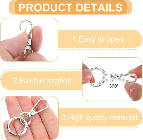 6Sets Keychain Hook Metal Swivel Snap Hooks Double Opening Key Chain Clip with Keychain Rings, Lobster Claw Clasp for Keychain Hardware Art Crafts Lanyard Making(Gold) in Saudi Arabia