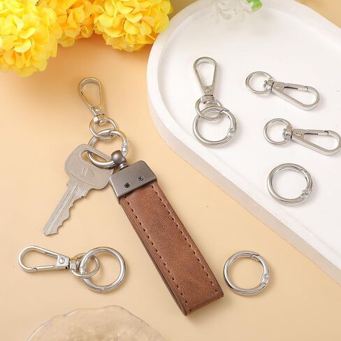 6Sets Keychain Hook Metal Swivel Snap Hooks Double Opening Key Chain Clip with Keychain Rings, Lobster Claw Clasp for Keychain Hardware Art Crafts Lanyard Making(Gold) in Saudi Arabia