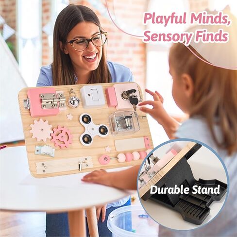 Montessori Wooden Busy Board - Sensory Toys for Toddlers Fine Motor Skills - Activity Board Toys for Kids - Educational Fidget Travel Toys for Baby Boy & Girl - Birthday Gifts for 1 2 3 4 + years old in Saudi Arabia