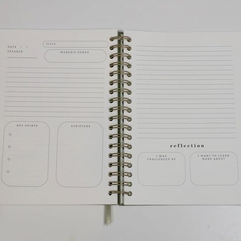 Church Notes Journal by Steadfast and Sustained - Larger Size 7 x 10" - White Linen - Sermon & Podcast Christian Notebook - Guided Journal to Write Key Points, Bible Verses, Notes, and Application - Men and Women Gift Idea in Saudi Arabia