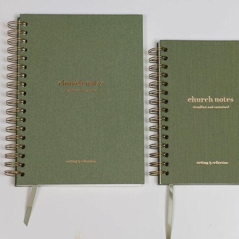 Church Notes Journal by Steadfast and Sustained - Larger Size 7 x 10" - White Linen - Sermon & Podcast Christian Notebook - Guided Journal to Write Key Points, Bible Verses, Notes, and Application - Men and Women Gift Idea in Saudi Arabia