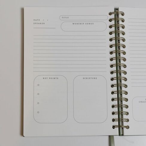 Church Notes Journal by Steadfast and Sustained - Larger Size 7 x 10" - White Linen - Sermon & Podcast Christian Notebook - Guided Journal to Write Key Points, Bible Verses, Notes, and Application - Men and Women Gift Idea in Saudi Arabia
