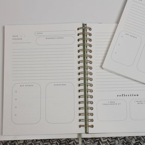 Church Notes Journal by Steadfast and Sustained - Larger Size 7 x 10" - White Linen - Sermon & Podcast Christian Notebook - Guided Journal to Write Key Points, Bible Verses, Notes, and Application - Men and Women Gift Idea in Saudi Arabia