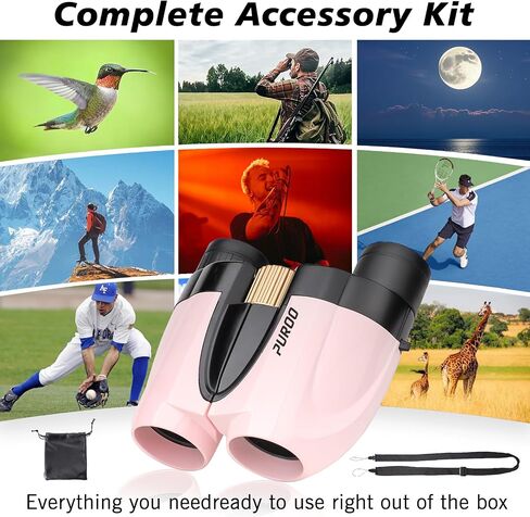 PUROO Compact Binoculars for Adults High Powered,10X25 Small Waterproof,Fogproof and Shockproof Binoculars for Kids Bird Watching,Hunting,Travel,Stargazing,Hiking,Opera,Concerts,Pink in Saudi Arabia