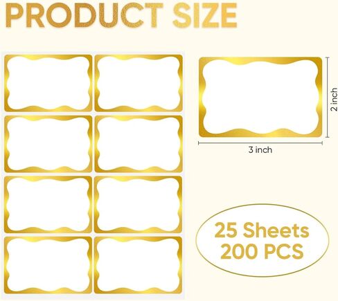 Gold Foil Name Tags Stickers, 200PCS Name Tag Stickers for School Office Home, 2"x 3" Self Adhesive Name Tags Sticker Name Badges Labels for School, Office, Home, Party, Conferences in Kuwait