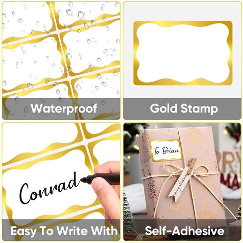 Gold Foil Name Tags Stickers, 200PCS Name Tag Stickers for School Office Home, 2"x 3" Self Adhesive Name Tags Sticker Name Badges Labels for School, Office, Home, Party, Conferences in Kuwait