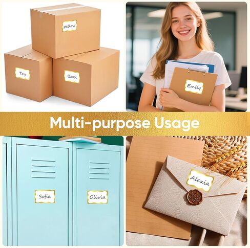 Gold Foil Name Tags Stickers, 200PCS Name Tag Stickers for School Office Home, 2"x 3" Self Adhesive Name Tags Sticker Name Badges Labels for School, Office, Home, Party, Conferences in Kuwait