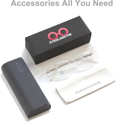 TR90 Blue Light Blocking Glasses,Spring Hinge Reading Glasses for Men Women, Computer Eyeglasses Anti-Eyestrain, UV Glare Protection, Light Black in Saudi Arabia