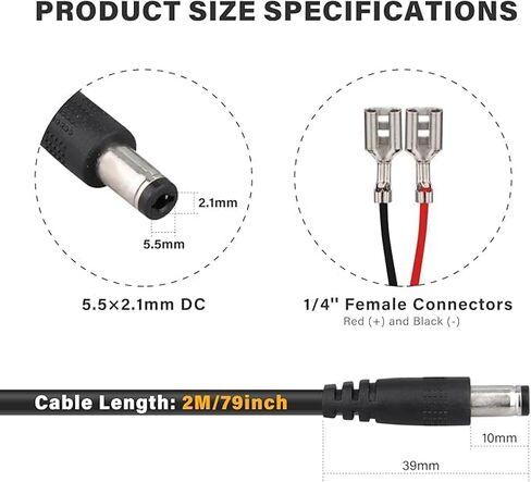 KSK 79-inch Trail Camera Power Cord (2 Pack,5.5x2.1mm DC External Power Cable,Compatible with Spypoint, Stealth Cam, Moultrie, Muddy, etc in Saudi Arabia