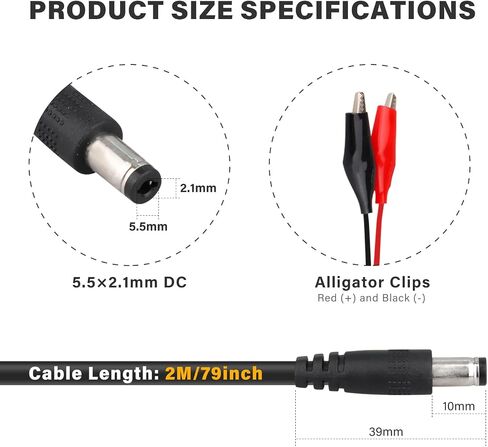 KSK 79-inch Trail Camera Power Cord (2 Pack,5.5x2.1mm DC External Power Cable,Compatible with Spypoint, Stealth Cam, Moultrie, Muddy, etc in Saudi Arabia