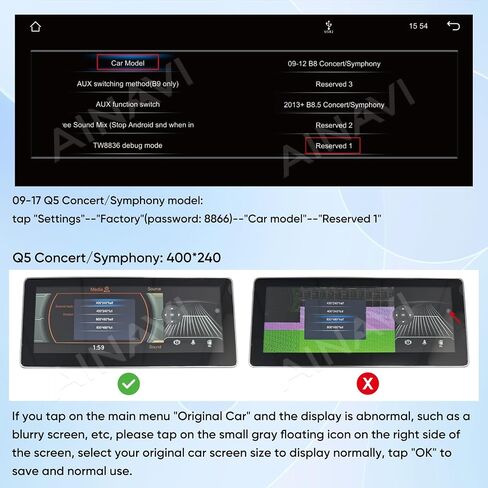 شاشة لمس 10.25 بوصة لسيارة Audi Q5 للوسائط المتعددة (2009-2017) Apple CarPlay Android Auto ترقية راديو السيارة Fatory يحتفظ بنظام الاستريو الأصلي in Kuwait