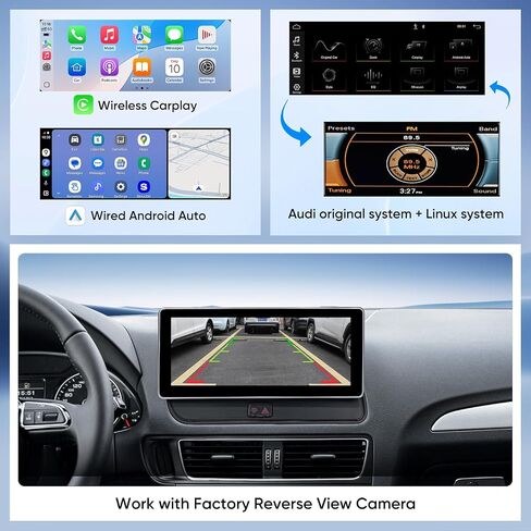 شاشة لمس 10.25 بوصة لسيارة Audi Q5 للوسائط المتعددة (2009-2017) Apple CarPlay Android Auto ترقية راديو السيارة Fatory يحتفظ بنظام الاستريو الأصلي in Kuwait