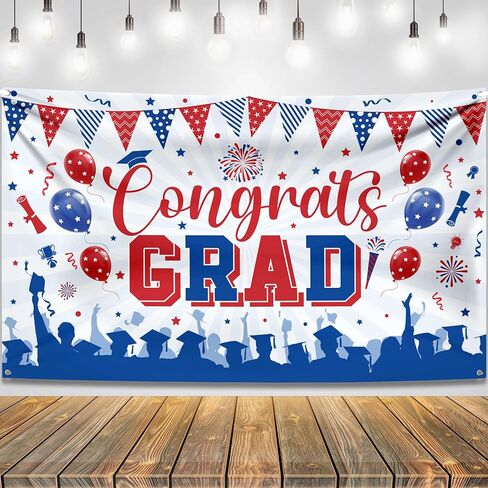 KatchOn, XtraLarge Congrats Grad Banner - 72x44 Inch, Congratulations Banner | Graduation Backdrop Class of 2025, Orange and Black Grad Decorations Class of 2025 | Graduation Party Decorations in Saudi Arabia