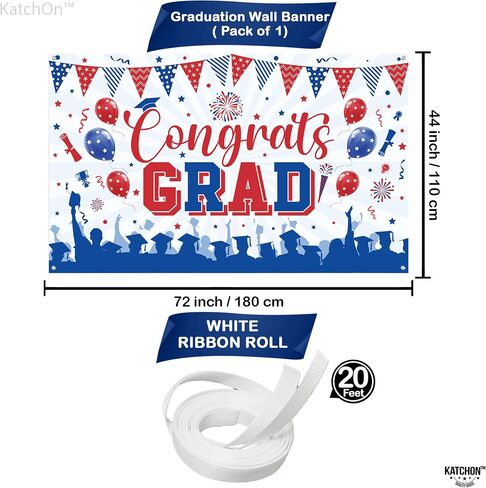 KatchOn, XtraLarge Congrats Grad Banner - 72x44 Inch, Congratulations Banner | Graduation Backdrop Class of 2025, Orange and Black Grad Decorations Class of 2025 | Graduation Party Decorations in Saudi Arabia