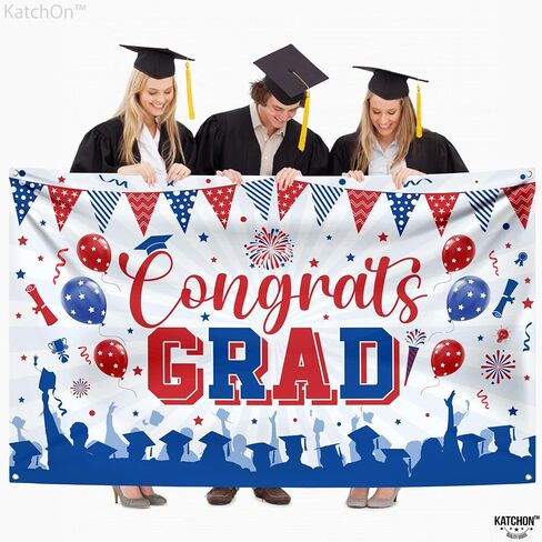 KatchOn, XtraLarge Congrats Grad Banner - 72x44 Inch, Congratulations Banner | Graduation Backdrop Class of 2025, Orange and Black Grad Decorations Class of 2025 | Graduation Party Decorations in Saudi Arabia