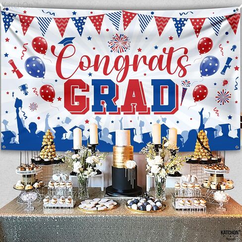 KatchOn, XtraLarge Congrats Grad Banner - 72x44 Inch, Congratulations Banner | Graduation Backdrop Class of 2025, Orange and Black Grad Decorations Class of 2025 | Graduation Party Decorations in Saudi Arabia