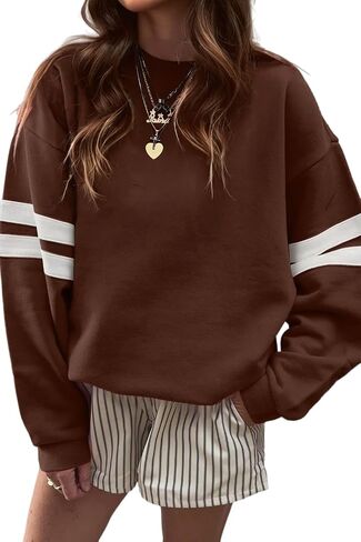 Oversized Sweatshirt for Women Long Sleeve Crewneck Striped Tops Casual Loose Pullover Sweatshirts in Kuwait