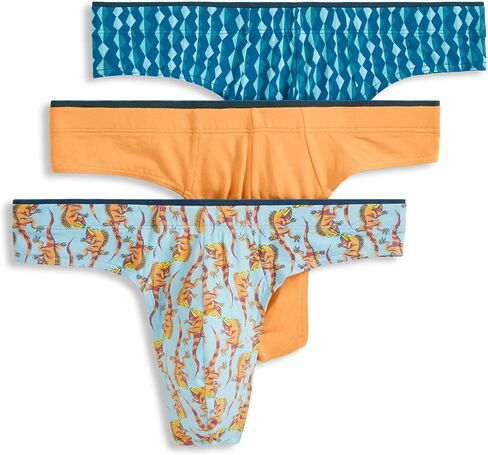 Jockey Men's Underwear True Style Thong - 3 Pack, Something Fishy/Malibu Red/Ocean Coral, S in Saudi Arabia