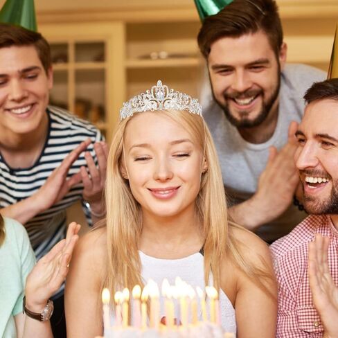 AOPRIE Birthday Queen Sash Headbands for Women & Girls, Silver Metal & Rhinestone Tiara Set, 2 Pack in Kuwait