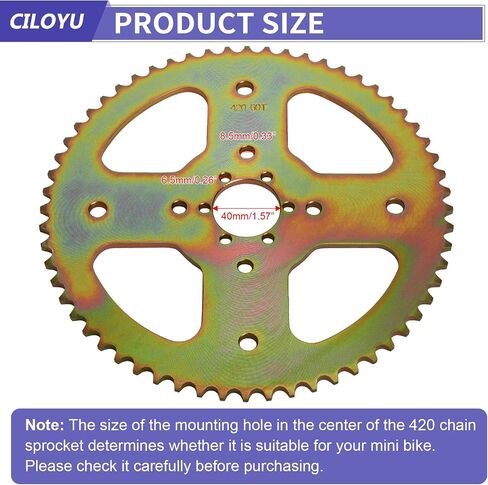 420 Sprocket 60 Tooth 40mm Bore Compatible with Coleman BT200X CT200U-EX CT200U CT100U CC100X Baja MB165 MB200 Doodlebug DB30 TrailMaster MB200 Mini Bike Predator 212 196cc Engine Parts in Saudi Arabia