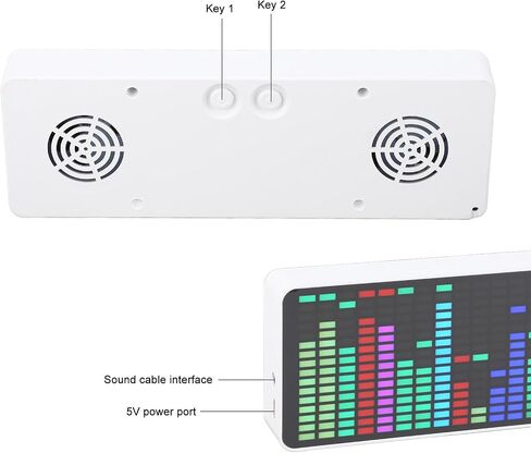 محلل طيف LED، شاشة عرض طيف إيقاع صوت الموسيقى RGB الملونة 1624 قطعة مع 20 لونًا ديناميكيًا 7 ألوان، شريط إضاءة RGB مع وضعين للاتصال ساعة مستشعر الصوت للسيارة in Saudi Arabia
