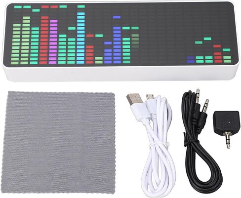 محلل طيف LED، شاشة عرض طيف إيقاع صوت الموسيقى RGB الملونة 1624 قطعة مع 20 لونًا ديناميكيًا 7 ألوان، شريط إضاءة RGB مع وضعين للاتصال ساعة مستشعر الصوت للسيارة in Saudi Arabia