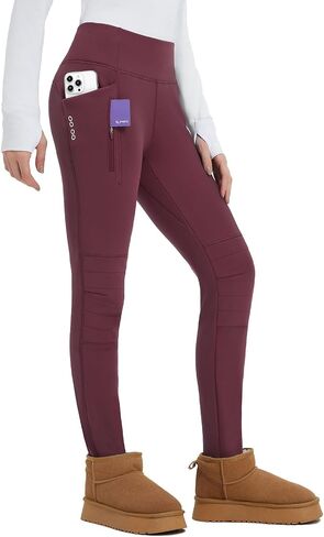 baleaf Thick Leggings for Women Water Resistant Snow Pants Fleece Lined Leggings Winter Ski Hiking Pants with Zip Pockets in Saudi Arabia