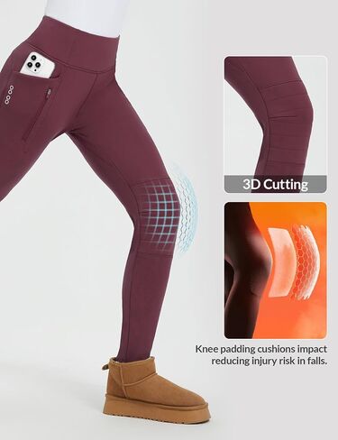 baleaf Thick Leggings for Women Water Resistant Snow Pants Fleece Lined Leggings Winter Ski Hiking Pants with Zip Pockets in Saudi Arabia
