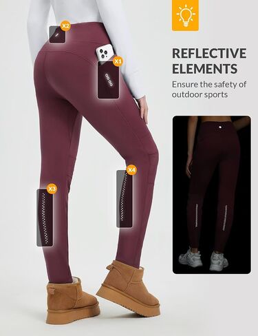 baleaf Thick Leggings for Women Water Resistant Snow Pants Fleece Lined Leggings Winter Ski Hiking Pants with Zip Pockets in Saudi Arabia