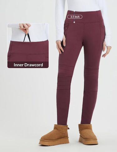 baleaf Thick Leggings for Women Water Resistant Snow Pants Fleece Lined Leggings Winter Ski Hiking Pants with Zip Pockets in Saudi Arabia