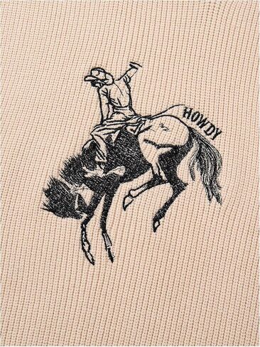 Wdirara Women's Cowboy المطرزة سترة سترة الطاقم رقبة بلا أكمام. in Kuwait