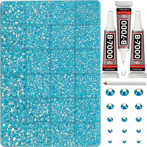 30000Pcs Resin Rhinestones Set for Crafting Bedazzling, Gray Flatback Gems Jewels for Crafts Clothes Shoes Fabric Outfit Nails Makeup, Grey Flat Back Crystal 2-6mm with b 7000 Glue in Kuwait