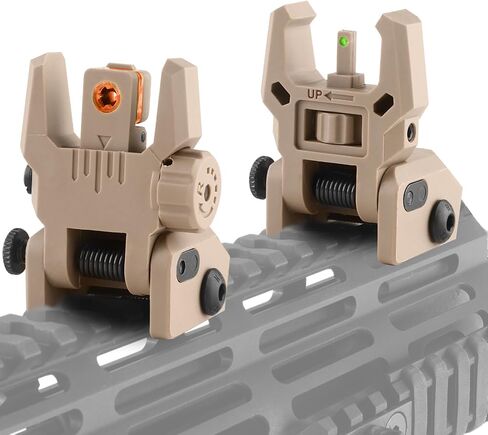 Flip Up Sight Front and Rear Flip Lightweight Sights,with Green Red Fiber Optics Dots, Mounted on Any Picatinny or Weaver Rail in Kuwait