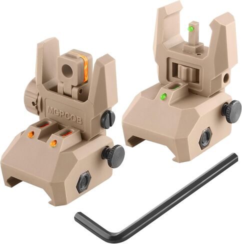 Flip Up Sight Front and Rear Flip Lightweight Sights,with Green Red Fiber Optics Dots, Mounted on Any Picatinny or Weaver Rail in Kuwait