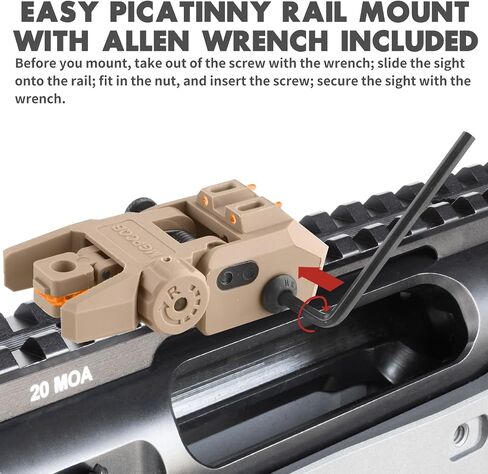 Flip Up Sight Front and Rear Flip Lightweight Sights,with Green Red Fiber Optics Dots, Mounted on Any Picatinny or Weaver Rail in Kuwait