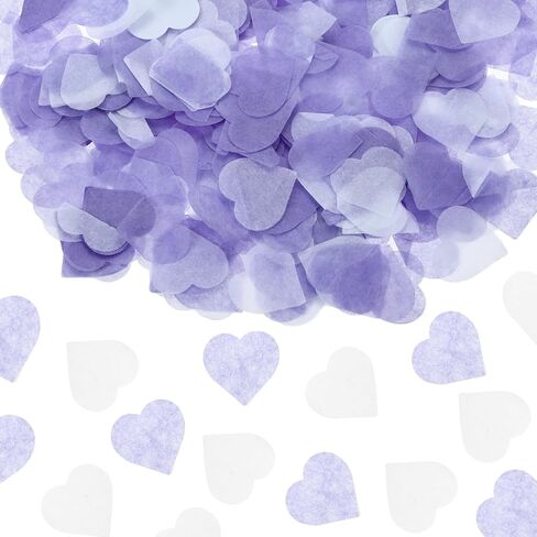 MECCANIXITY 2400 Pcs 1 Inch Hearts Paper Confetti Tissue Confetti Party Decoration for Balloon, Wedding, Valentine's Day Table Decorations, Purple in Kuwait