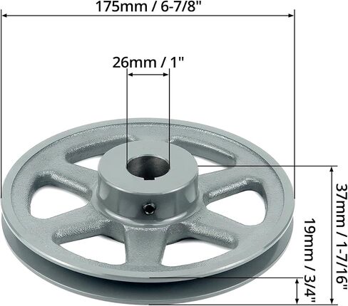QWORK Single Groove Web Sheaves, 6.95"OD 1" Bore V-Belt Sheave for V-Belt, AK711 in Saudi Arabia