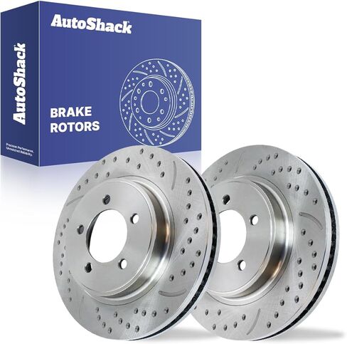 AutoShack Black Hat Drilled and Slotted Brake Rotors Front Brake Rotor Replacement Kit for 2006-2010 Ford Explorer 2007-2010 Explorer Sport Trac 2006-2010 Mercury Mountaineer V6 4WD AWD RWD PR64145LR in Saudi Arabia