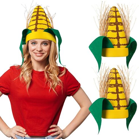 Berlune 4 Pcs Funny Corn Hats - Corn Cob Hat Accessories for Thanksgiving Cosplay Party in Kuwait