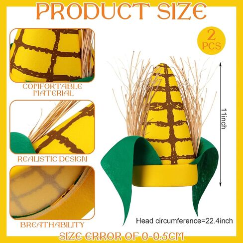 Berlune 4 Pcs Funny Corn Hats - Corn Cob Hat Accessories for Thanksgiving Cosplay Party in Kuwait