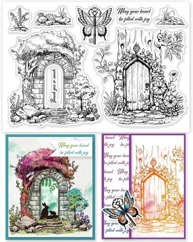 GLOBLELAND Fairy Mushroom Silhouette Clear Stamps Fairy Mushroom Silhouette Decorative Clear Stamps Silicone Stamps for Card Making and Photo Album Decor Decoration and DIY Scrapbooking in Kuwait
