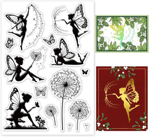 GLOBLELAND Fairy Mushroom Silhouette Clear Stamps Fairy Mushroom Silhouette Decorative Clear Stamps Silicone Stamps for Card Making and Photo Album Decor Decoration and DIY Scrapbooking in Kuwait