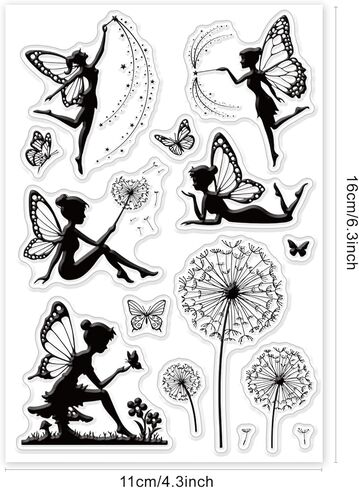 GLOBLELAND Fairy Mushroom Silhouette Clear Stamps Fairy Mushroom Silhouette Decorative Clear Stamps Silicone Stamps for Card Making and Photo Album Decor Decoration and DIY Scrapbooking in Kuwait