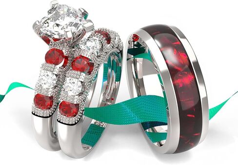 Wedding Ring Sets His And Hers Promise Ring Wedding Ring Sets His And Hers Couples Women 925 Sterling Silver Moissanite Man Sterling Silver Wedding Band in Kuwait