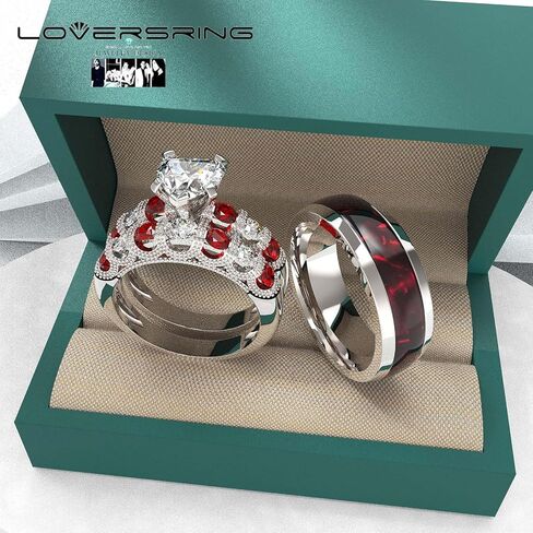 Wedding Ring Sets His And Hers Promise Ring Wedding Ring Sets His And Hers Couples Women 925 Sterling Silver Moissanite Man Sterling Silver Wedding Band in Kuwait